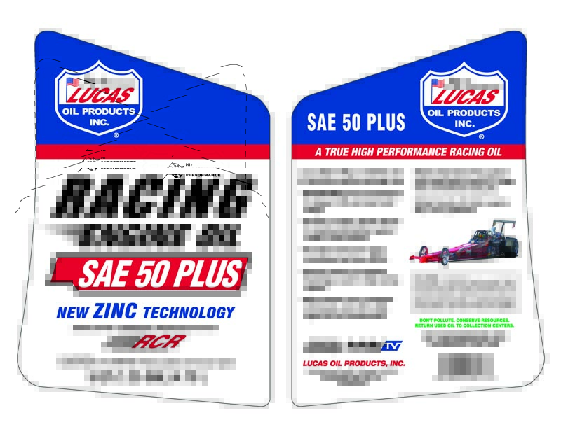 Aceite de competición Galaupa SAE 50 PLUS para motor de gasolina, envase de 5 litros, con etiqueta y tapa visible.