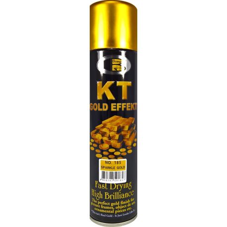 Pintura en aerosol Galaupa SB-185 Color Dorado Escarchado con acabado brillante y efecto dorado con brillo escarchado.