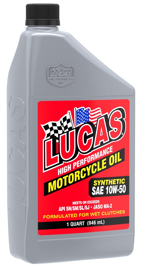 Aceite para motor 4T Galaupa SAE 10W-50 sintético, botella de aceite para motocicletas 4 tiempos, vista frontal del envase