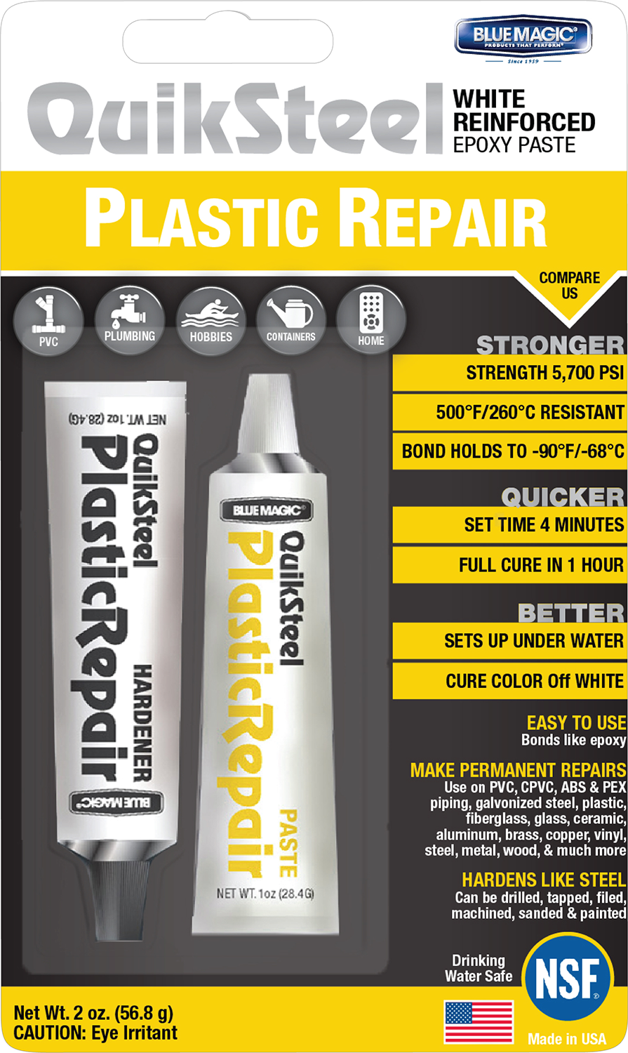 Reparador de plásticos Galaupa en pasta plástica para reparación de superficies de plástico dañadas.