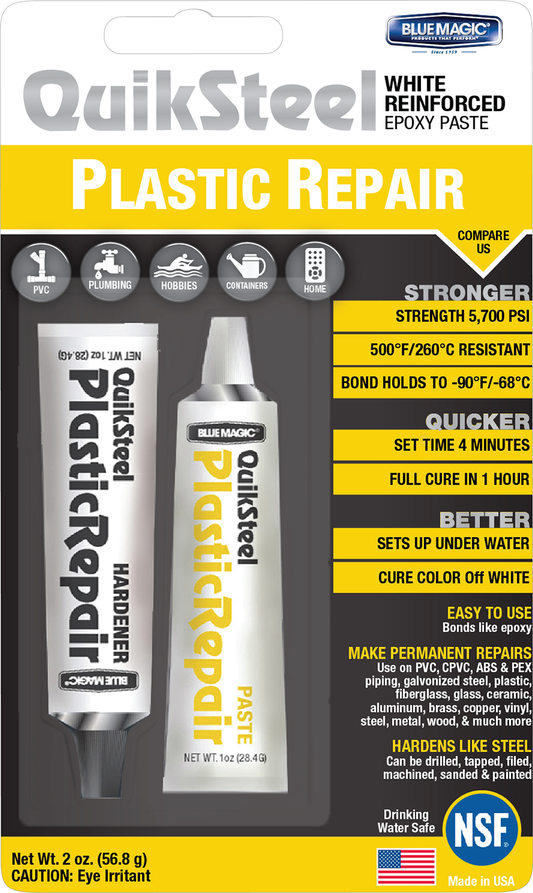 Reparador de plásticos Galaupa en pasta plástica para reparación de superficies de plástico dañadas.