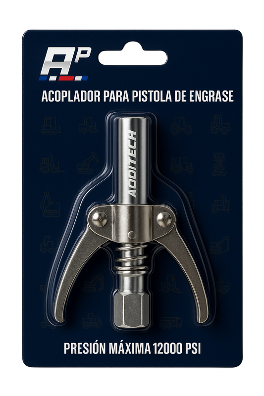 Acople para engrasadora Additech Performance, pieza de conexión metálica para maquinaria de lubricación.