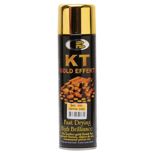Lata de pintura en aerosol SB-181 Color Oro 18 Kilates de la marca Galaupa, con acabado brillante y etiqueta visible.