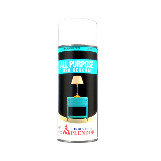 Aerosol de pintura Splendor Color Blanco Brillante de la marca Galaupa, envase con pintura en aerosol y etiqueta visible.