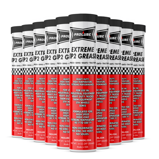 Grasa EP2 Prolube Oil LLC en tubo, resistente y lubricante industrial para maquinaria pesada, en envase de 10 onzas.