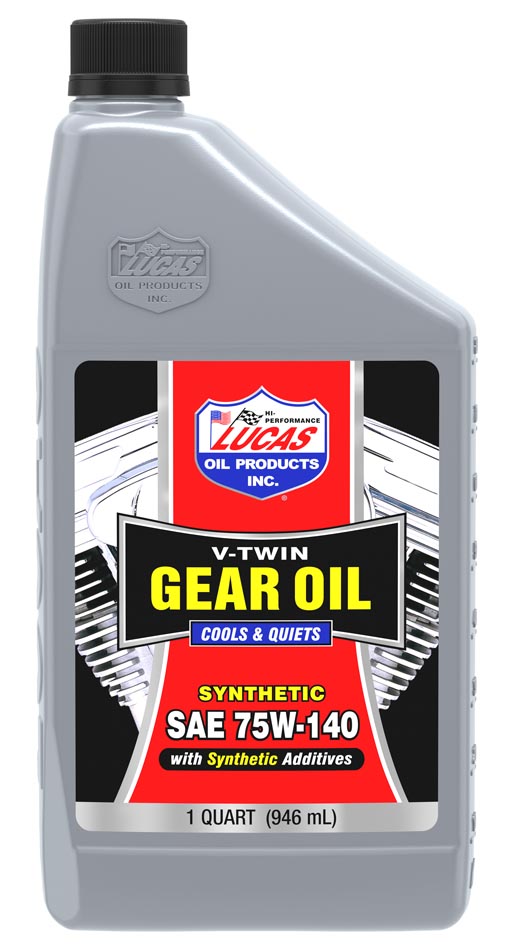 Aceite de engranajes V-TWIN Galaupa SAE 75W-140 sintético en botella, ideal para transmisiones y diferenciales de motocicletas.